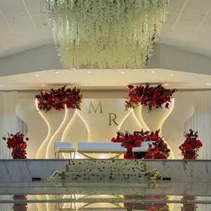 Elegant Wedding Stage Backdrop Led Lights PVC Flower Backdrop Event Decoration Wedding Events Stage PVC Stage Backdrop