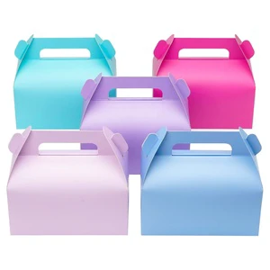 Compostable Kids Birthday Party Eco Packaging Coloured Gable Toy Biscuit Snack Girls Gift Boxes Cheap Sale Chinese Candy Boxes