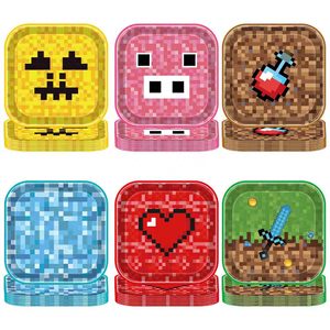 Pixel World Children Cartoon Party Supplies for Birthday Gathering Event