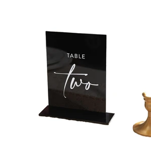 Black Custom Acrylic Double Sided Seat Table Numbers Stands 1-15 Set Printed Calligraphy Wedding Decor Display Rack