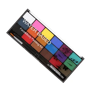 18 Color Halloween Face Painting Kit Water-Based Body Paint with 10 Brushes Safe for Use for Halloween Makeup
