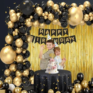 Birthday Decoration Kit 45 Pcs Premium Black & Gold Balloons Banner & Party Supplies for Best Wholesale Price