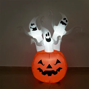 Hot Sale 5 Ft Halloween Blow up Inflatable Pumpkin and Ghosts Decoration Lighted Halloween Inflatables for Home