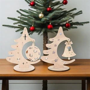 Handmade DIY Christmas Tree Decoration Ornaments Children's Desktop Display Home Wooden Handicrafts Made China Fujian