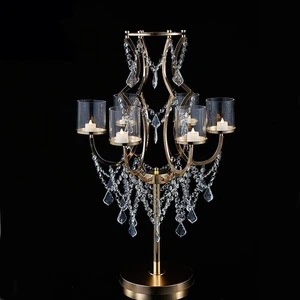 Factory Sales Wedding Table Centerpiece Gold Flower Holder Silver Candelabra Decoration for Indoor Wedding