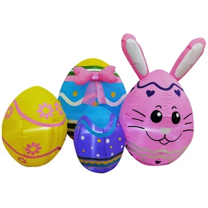 Blow up 5FT Eggs & Bunny Easter Inflatable with Built-in LED Lights Waterproof IP44 Rated Spring Holiday Indoor Outdoor Decor
