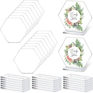 2024 Transparent Blank Wedding Hexagonal Table Card DIY Guest Birthday Party Seat Card Acrylic Customization