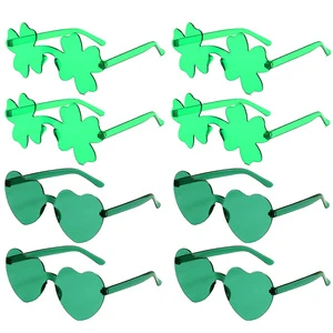 Party Decoration-St. Patrick's Day Green Goggle Clover Eyeglasses Four-Leaf Clover Eyeglasses New Irish Festival Eyeglasses