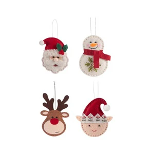Handmade Felt Christmas Ornament Set Snowman Reindeer Elf 6 Inch Xmas Hanging Ornaments Pendant