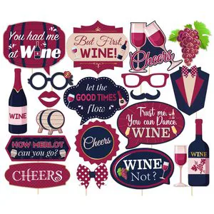 19Pcs Wine Party Photo Booth Props Bride to Be/Bachelorette Party Decoration Wine Tasting Party Funny Photography Supplies