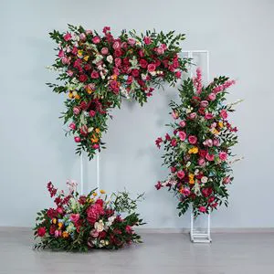 Rose Red Hot Pink Floral Arrangement Wedding Floral Arrangement Scene Decoration Artificial Flowers Green Plants Decoration