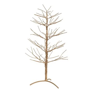Christmas Tree Ornament Stand with Bendable Branches Foldable Metal Indoor Decor Standing Base Palm Style Gold Finish