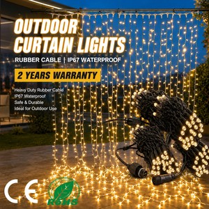 Custom 1000 LED Outdoor Curtain Lights IP65 Rubber Cable 3x3m Wedding Event Canopy Backdrop Garden Party Holiday Decoration