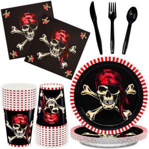 Donghui Halloween Theme Disposable Dinnerware Set Party Decorations Paper Party Table Decorations Tableware Party Supplies