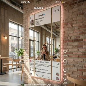 Custom Acrylic Social Media Selfie Floor Mirror Photo Booth Props For Event Wedding Birthday Party