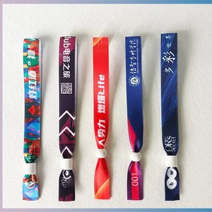 Gift Custom Logo Holiday Fabric Woven Eco-friendly Promotional Bracelet for Events and Parties with Plastic Buckles