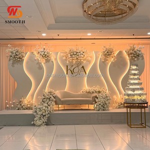 SMOOTH Custom PVC Acrylic White Wedding Birthday Party LED Light Backdrop for Wedding Event Stage Decoration