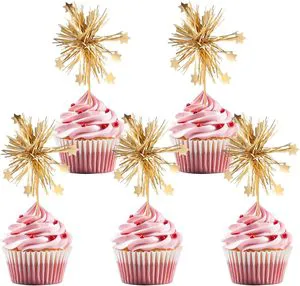 30 Pcs Foil Firework Cake Decoration for Wedding Parties and Baby Showers ,Valentine's Day New Year Other Celebrations