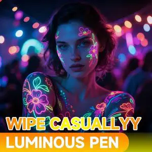Flysea 8 Glow Dark Permanent Body Paint UV Neon Face Paint Face Painting Pens Tattoo Markers Skin Festival Essentials Halloween