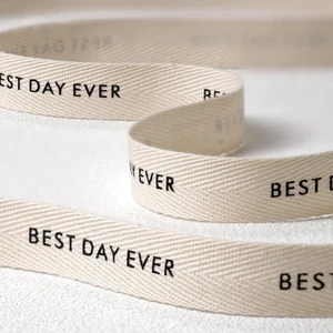 Luxury Custom Personalized Printed Cotton Ribbon Herringbone Ribbons CLoth Ribbon Roll For Gift Wrap Packing Decorations