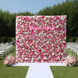 Backdrop Roll up Artificial 8ft X Panel Flower Wall for Wedding Stage Decoration