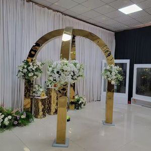 Shiny Stainless Steel Wedding Mandap 3D Metal Arch Backdrop Stand Wedding Background Stage Decoration Wedding Party Event Decor