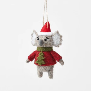 Adorable Koala Christmas Ornament: Festive Felt Hanging Decoration with Red Sweater Tree Holiday Gift Decor