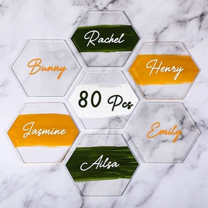Clear Acrylic Escort Place Cards Table Numbers Guest Custom Printed Transparent Acrylic Laser Cut Name Place Cards