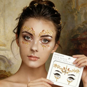 Colorful Crystal Face Body Stickers Yellow Makeup Masquerade Party Holiday Celebration Sister Decorations