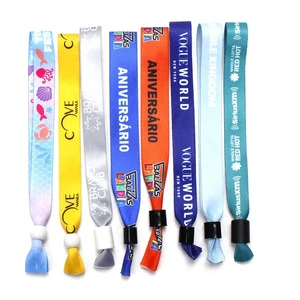 Customised Festival Event Ribbon Fabric Wrist Band Wristband Custom Vip Ticket No Minimum Order Event Bracelet
