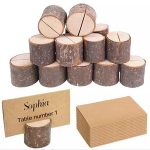 Custom Rustic Wooden Table Numbers Holder Solid Wood Place Card Holder for Party Wedding Name Card Memo Note Card