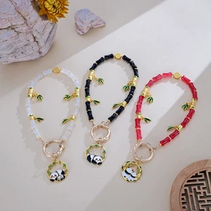 New Arrivals Creative China-Chic Bamboo Beaded Short Wristband Cute Giant Panda Pendant