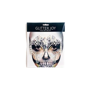 Maquillaje Festival Halloween Face Jewel Rhinestone with Gem Skull Teeth Sticker for Carnival Makeup Body Art