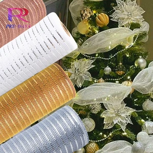Wholesale Eco-Friendly Lightweight Gold PP Gauze Netting Fabric-60GSM Christmas Floral Decoration Mesh DIY Craft Ribbon (10