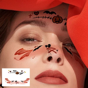 Cartoon Halloween Full Face Tattoo Sticker Funny Non-Toxic and Harmless Temporary Feature for Holiday and Masquerade Parties