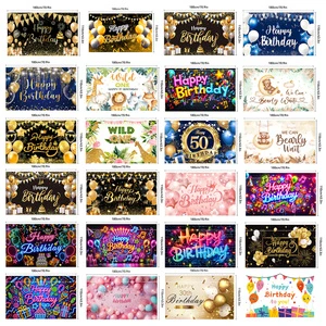 Happy Birthday Backdrop Banner Party Photo Background Wall Polyester Digital 5-Color Printing Wholesale Custom for Photo Booth