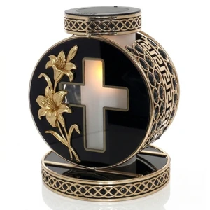 Custom Design Znicz Solar Memorial Lantern Cemetery Grave Lantern Christian LED Candle Light For Grave Memorial Cemetery
