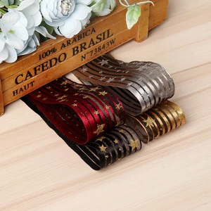 Bronzing Printing Christmas Ribbon - Gold Metallic Ribbon for Christmas Party and Festive Gift Packaging