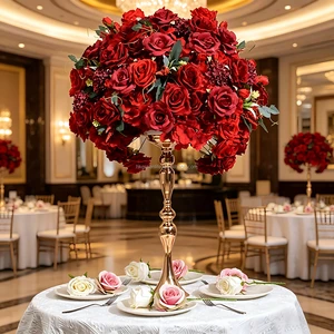 Wedding Decoration Blush Rose Silk Flower Balls Handmade High Quality Table Centerpieces