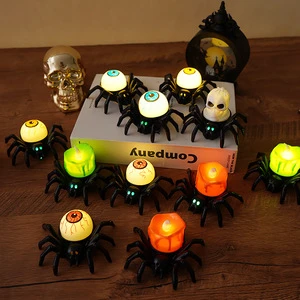 Hot Selling Halloween Skeleton LED Decorative Light with Creepy Spider Eyeball Candles Spooky Atmosphere Decorative Props