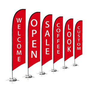 Factory Advertising Tear Drop Flying Feather Flag Custom Beach Flag Banners & Display Accessories With Pole Base Spike Stand