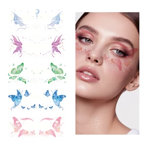 Hot Sale Sparkling Butterfly Face Tattoos Stickers Temporary Body Art Eye Makeup Glitter Fairy Tattoo for Festival Carnival