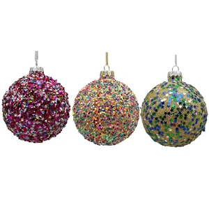 Popular Luxury Christmas Tree Ornaments 8 cm Christmas Glass Globe Ornaments Holiday Party Ornaments