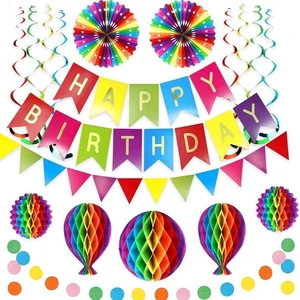 Wholesale Black Gold Birthday Party Background Wall Decor Set Honeycomb Flower Ball Hanging Banner Swirl Garland Streamers