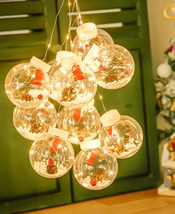 Merry Christmas LED Christmas Lights Globe Festive PVC Tree Decorations Battery Powered Christmas Flashing Lights