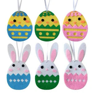 Easter Bunny Felt Ornaments Set 50 Colors 2.55x3.14inch Round Hanging Decorations for Kids' Easter Egg Decor Indoor Use