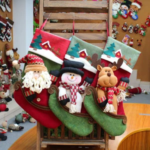 2026 Lovely Novelty Trendy High Quality Christmas Stockings Santa Christmas Snowman Stockings Gift Bag