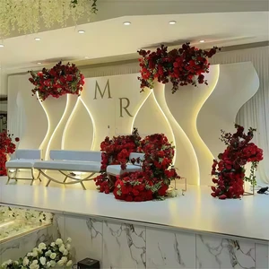 Wedding Decoration Props Backdrop Luxury Elegant White Pvc Acrylic Wall Backdrop with LED Light
