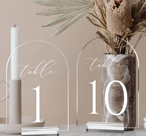 Modern Transparent Acrylic Stand Arch-Shaped Table Numbers For Weddings Transparent Table Top Sign Stand