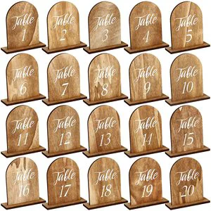 20pcs Fresh Style Rustic Wedding Table Numbers Wooden Base Place Cards Sign for Banquet Restaurant Party Decor Wedding